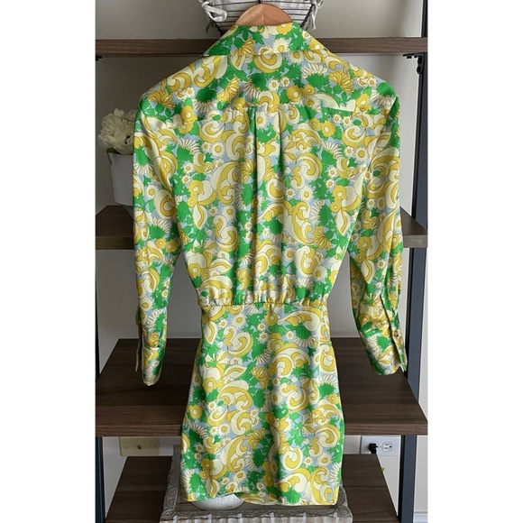 NWOT Zara Vibrant Green and Yellow Wrap Dress, Size XS - Picture 9 of 15